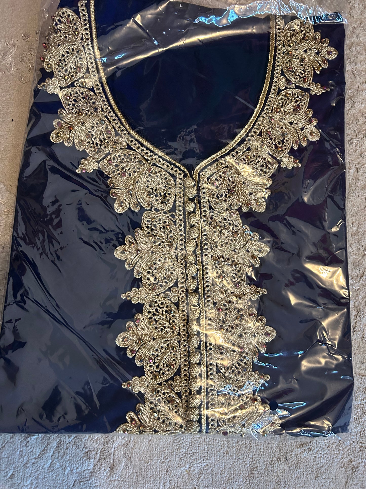 Caftan bleu très classe haute qualité