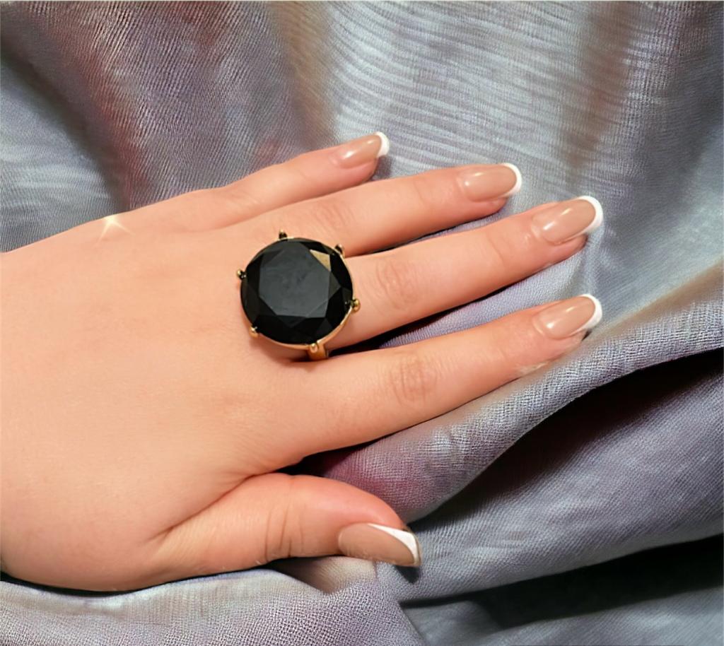 Bague pierre noir ronde nouvelle collection